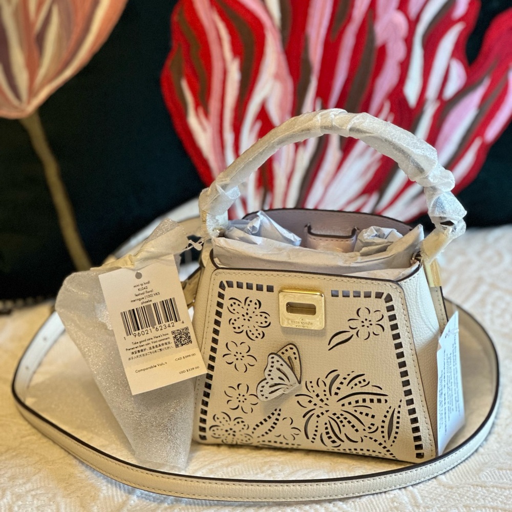 NWT Kate Spade Phoebe Butterfly Perforated Mini Top Handle Crossbody - Picture 7 of 8
